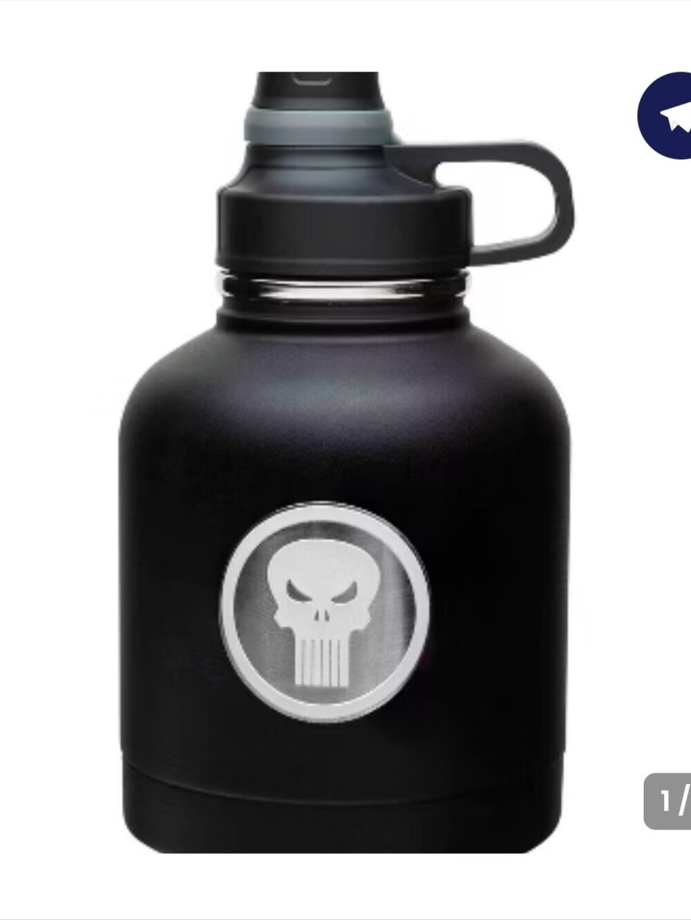 NWT The Punisher Logo Zak Designs Black Stainless Steel Water Growler with Skull